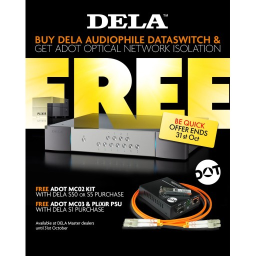 DELA S1 Flagship Audiophile Network Data Switch PLUS ADOT MC03 PLiXiR Media Converter FREE! SUMMER PROMO