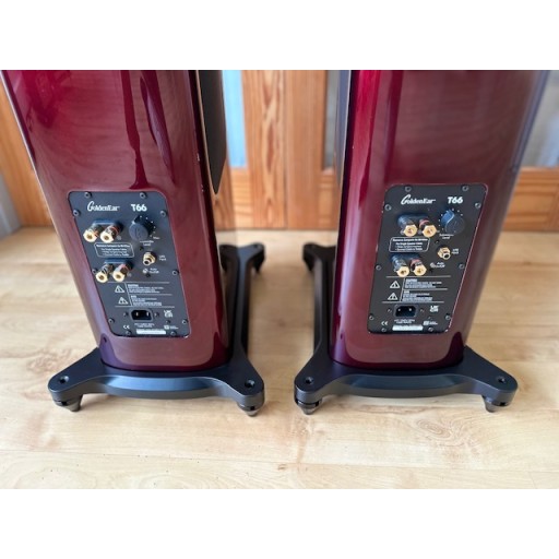 GoldenEar T66 Floorstanding Loudspeakers With Active Sub Bass - Santa Barbara Red Finish - Pair